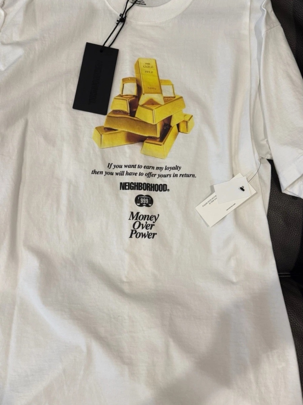 NEIGHBORHOOD 'Money Over Power' Men’s Gold Bars T-Shirt